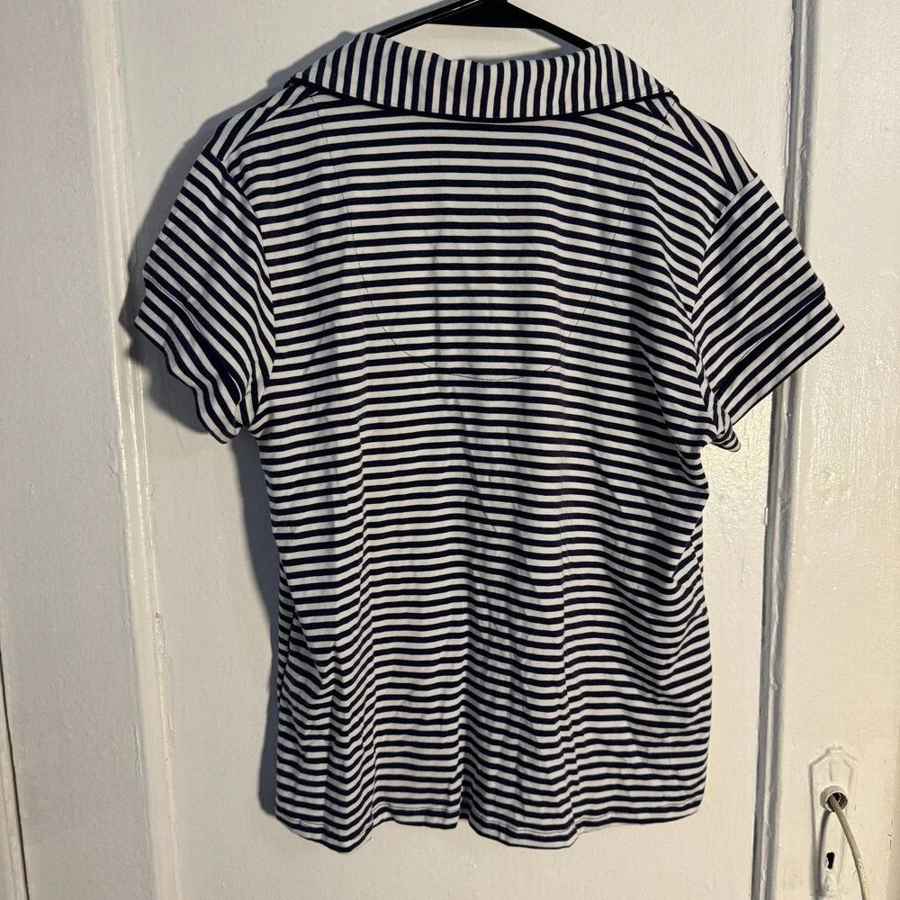 The Cat's Pajamas Womens Navy White Striped Short Sleeve Button Pajama Top M NWT